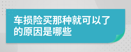 车损险买那种就可以了的原因是哪些