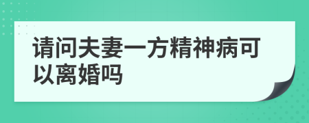 请问夫妻一方精神病可以离婚吗