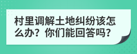 村里调解土地纠纷该怎么办？你们能回答吗？