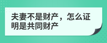 夫妻不是财产，怎么证明是共同财产