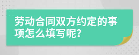 劳动合同双方约定的事项怎么填写呢？