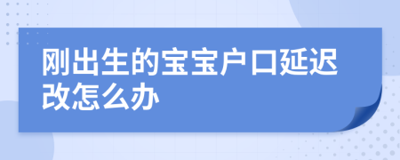 刚出生的宝宝户口延迟改怎么办