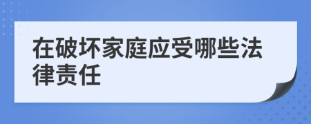 在破坏家庭应受哪些法律责任
