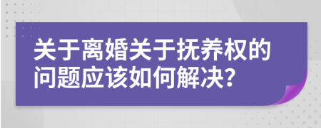 关于离婚关于抚养权的问题应该如何解决？