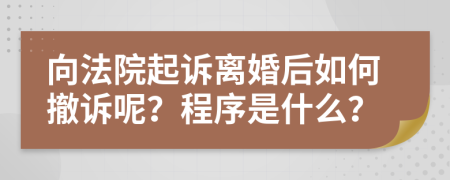 向法院起诉离婚后如何撤诉呢？程序是什么？