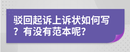 驳回起诉上诉状如何写？有没有范本呢？