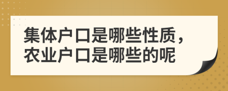 集体户口是哪些性质，农业户口是哪些的呢