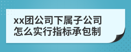 xx团公司下属子公司怎么实行指标承包制