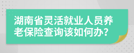 湖南省灵活就业人员养老保险查询该如何办？