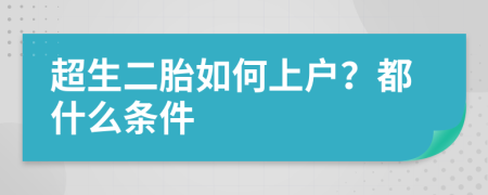 超生二胎如何上户？都什么条件