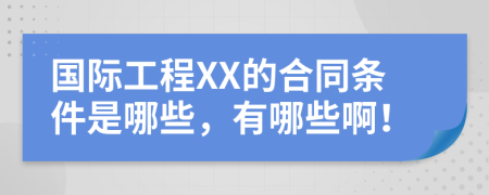 国际工程XX的合同条件是哪些，有哪些啊！