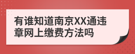 有谁知道南京XX通违章网上缴费方法吗