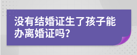 没有结婚证生了孩子能办离婚证吗？