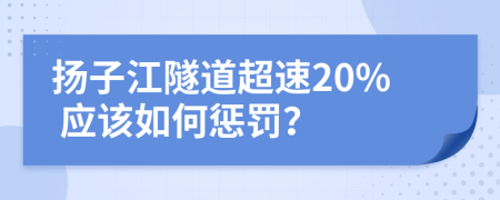 扬子江隧道超速20% 应该如何惩罚？