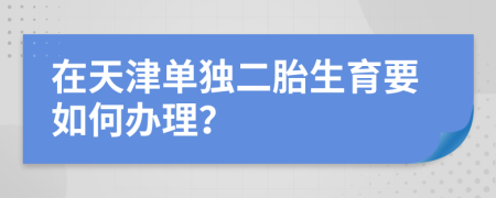 在天津单独二胎生育要如何办理？