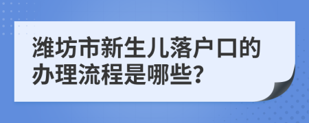 潍坊市新生儿落户口的办理流程是哪些？