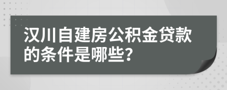 汉川自建房公积金贷款的条件是哪些？