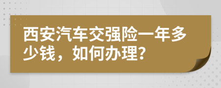 西安汽车交强险一年多少钱，如何办理？