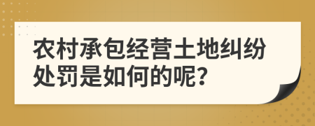 农村承包经营土地纠纷处罚是如何的呢？