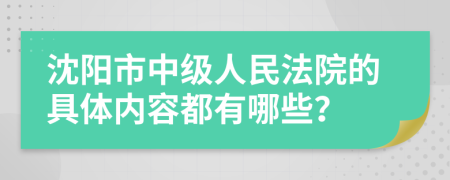 沈阳市中级人民法院的具体内容都有哪些？