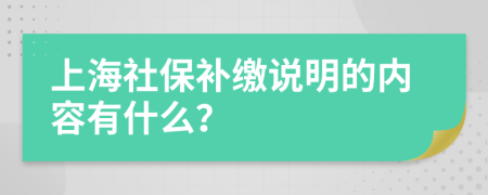 上海社保补缴说明的内容有什么？