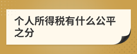 个人所得税有什么公平之分