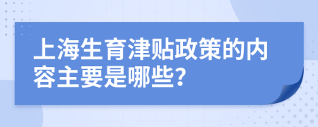 上海生育津贴政策的内容主要是哪些？