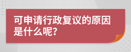 可申请行政复议的原因是什么呢？