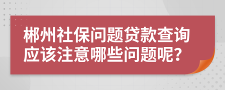 郴州社保问题贷款查询应该注意哪些问题呢？