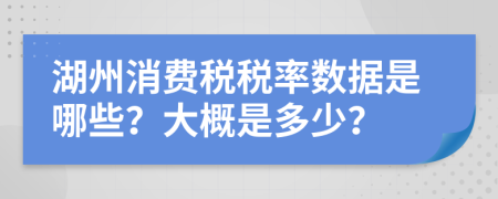 湖州消费税税率数据是哪些？大概是多少？