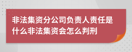 非法集资分公司负责人责任是什么非法集资会怎么判刑