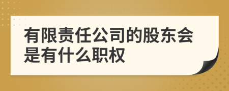 有限责任公司的股东会是有什么职权