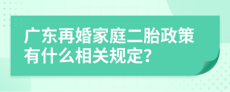 广东再婚家庭二胎政策有什么相关规定？