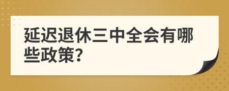 延迟退休三中全会有哪些政策？