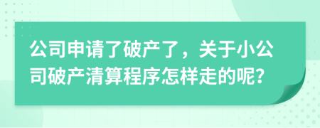 公司申请了破产了，关于小公司破产清算程序怎样走的呢？