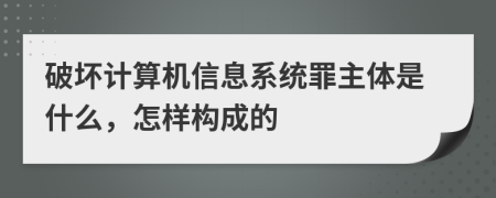 破坏计算机信息系统罪主体是什么，怎样构成的