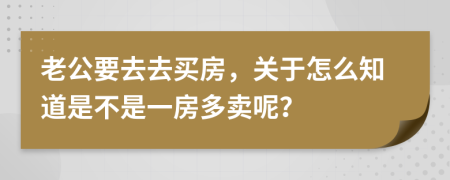 老公要去去买房，关于怎么知道是不是一房多卖呢？