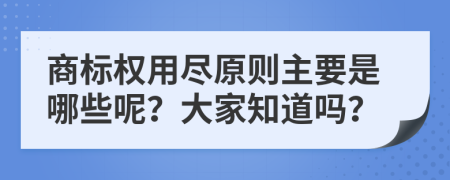 商标权用尽原则主要是哪些呢？大家知道吗？