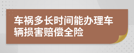 车祸多长时间能办理车辆损害赔偿全险