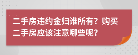 二手房违约金归谁所有？购买二手房应该注意哪些呢？