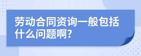 劳动合同资询一般包括什么问题啊?