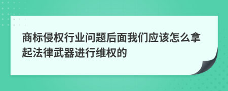 商标侵权行业问题后面我们应该怎么拿起法律武器进行维权的