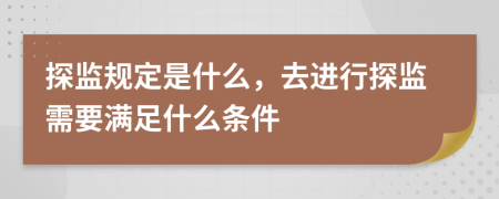 探监规定是什么，去进行探监需要满足什么条件