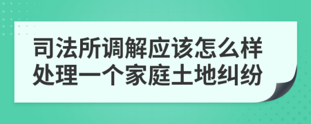 司法所调解应该怎么样处理一个家庭土地纠纷