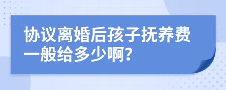 协议离婚后孩子抚养费一般给多少啊？