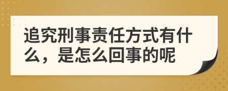 追究刑事责任方式有什么，是怎么回事的呢