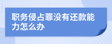 职务侵占罪没有还款能力怎么办