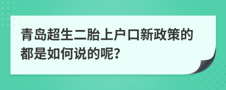 青岛超生二胎上户口新政策的都是如何说的呢？