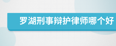 罗湖刑事辩护律师哪个好