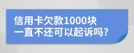 信用卡欠款1000块一直不还可以起诉吗?